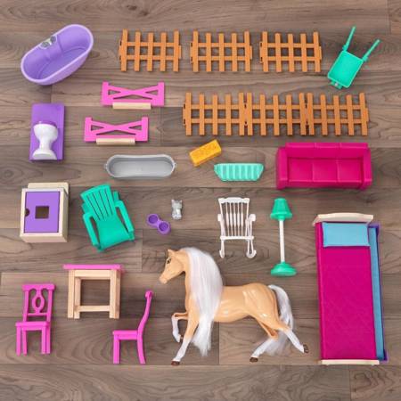  Domek dla lalek Barbie Ultimate Grand Stable + Stajnia dla koni z padokiem, koniem i akcesoriami - Kidkraft 