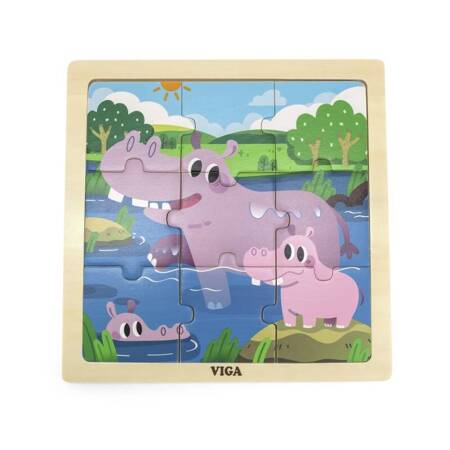  Drewniane Puzzle Hipopotamy 9 el VIGA TOYS