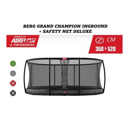 BERG Trampolina Grand Champion InGround 520 Black + Bezpieczna Siatka Deluxe
