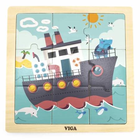 Drewniane Puzzle Statek 9 el VIGA TOYS