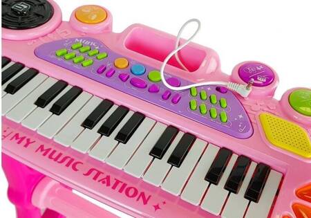 Keyboard z Mikrofonem i Krzesełkiem Różowy