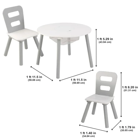 Okrągły Stolik i 2 Krzesła Szaro - Biały Kidkraft 26166
